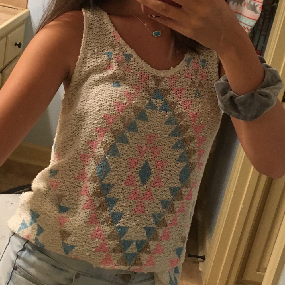 Cream Peakaboo Sweater Tank Top